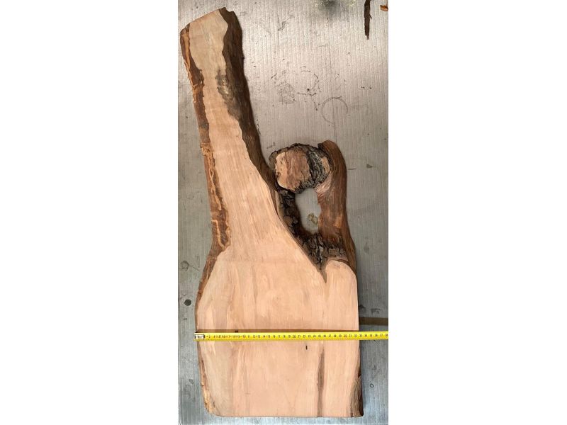 Pezzo in legno massiccio di pero con corteccia, per pirografia, 32x82 cm