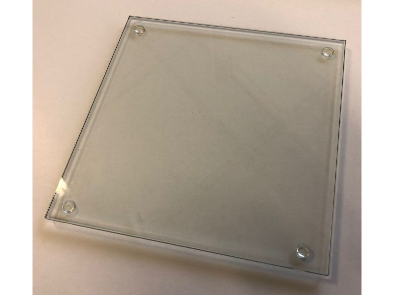 Plaque de verre 23,5x23,5 avec plaques antidrapantes paisses. 6 mm