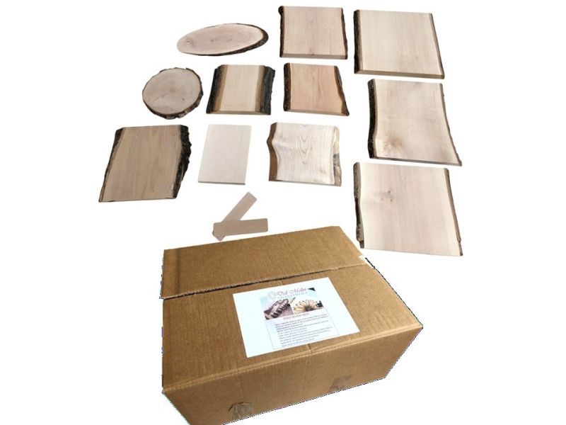 PYRO WOOD BOX. Pyrographie-Set mit 13 Holzst�cken in 5 verschiedenen Holzarten.