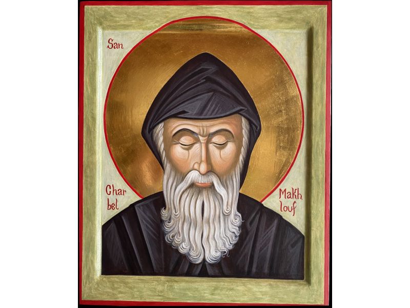 Icona dipinta, San Charbel, 25x30 cm