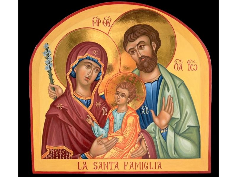 Icono Sagrada Familia, arco 35x33 cm lisa
