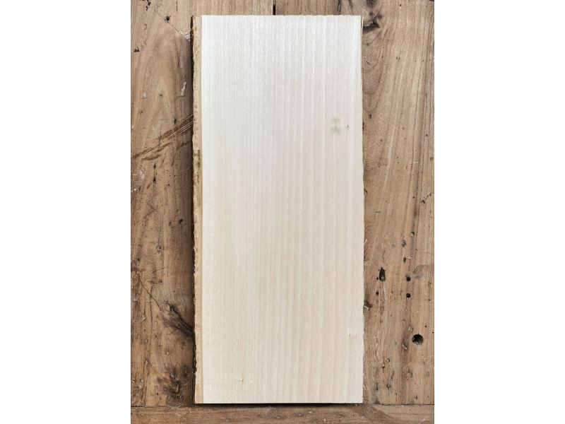 Pezzo unico in legno massiccio di tiglio con corteccia, per pirografia, 14x32 cm