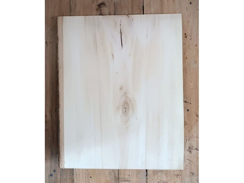 Pieza nica en madera maciza de tilo con corteza, para pirograbado, 25x30 cm