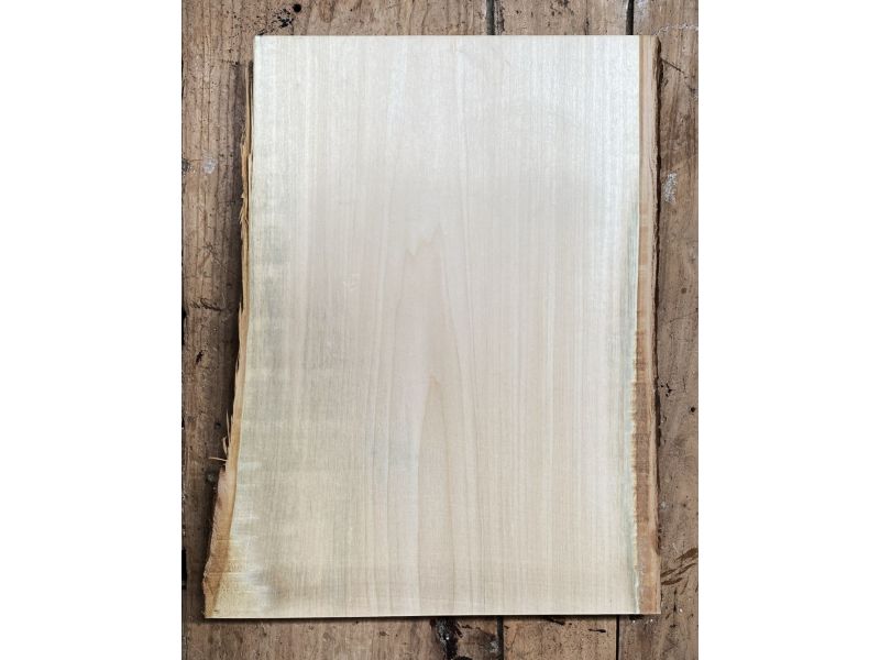 Pezzo unico in legno massiccio di tiglio con corteccia, per pirografia, 28x40 cm