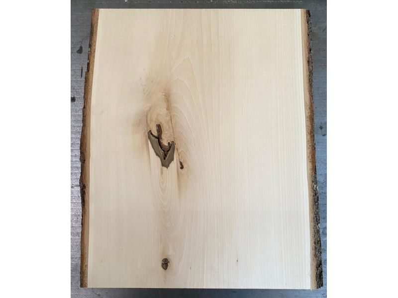 Pi�ce unique en bois de tilleul massif, avec �corce, pour pyrogravure, 33x40 cm avec n?ud