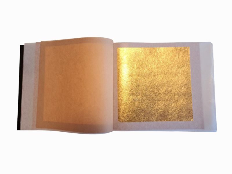 Noris Blattgold, libretto foglia d'oro  23 3/4 Kt 8x8 cm DOPPIO SP. EXTRA 14  gr. decalco