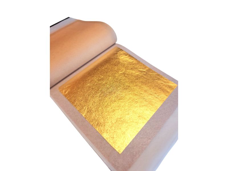 Noris Blattgold, libretto foglia d'oro  23 3/4 Kt 8x8 cm DOPPIO SP. EXTRA 14  gr. decalco