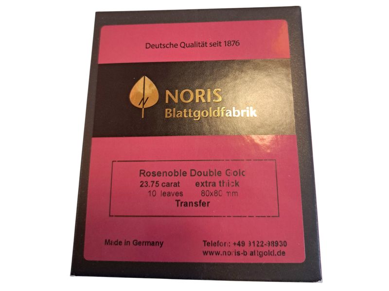 Noris Blattgold, libretto foglia d'oro  23 3/4 Kt 8x8 cm DOPPIO SP. EXTRA 14  gr. decalco