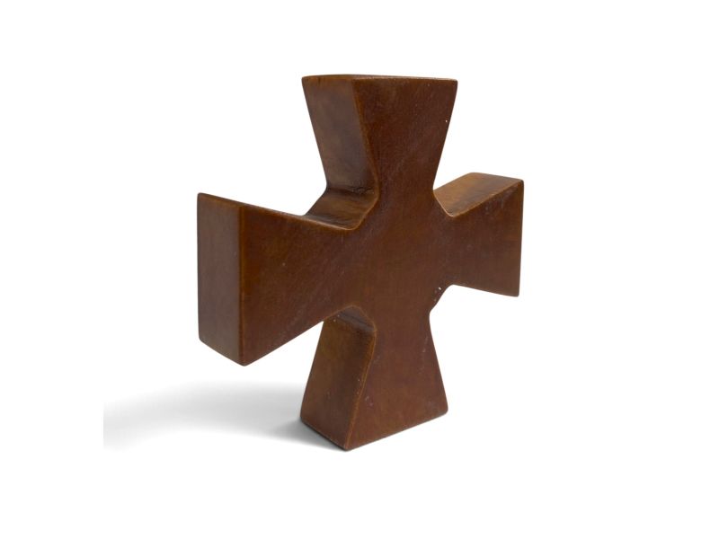 Croce Patente templare con cerchio al centro diam. 4cm 10x10 cm, liscia, gesso