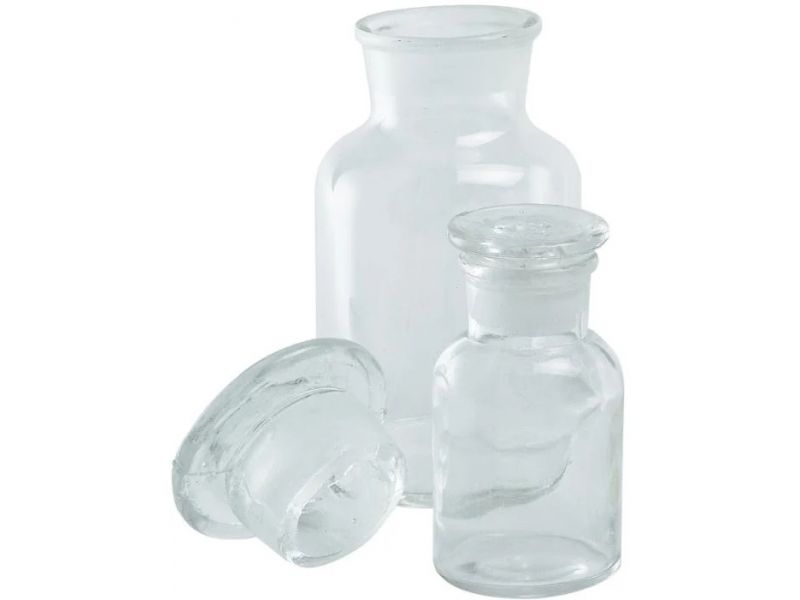 250 ml wide neck transparent glass pharmacy bottle with glass cap