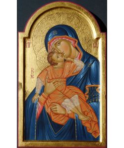 Icona Madre del dolce abbraccio 21x35 cm con arco