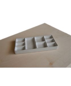 Rectangular 18x9 cm porcelain palette with 9 compartments