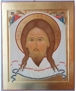Icne visage du Christ Mandiglion, 51x62 cm, avec cadre creuse
