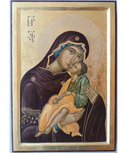 Icona Vergine della Tenerezza, 30x43 cm, con culla