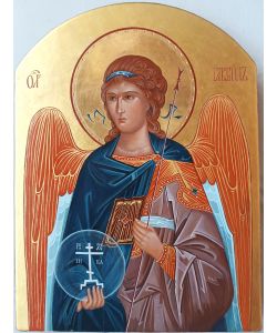 Icona Arcangelo Gabriele, 29x39 cm, con arco, liscia
