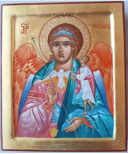 Archangel Raphael icon, 24x28 cm, with cradle