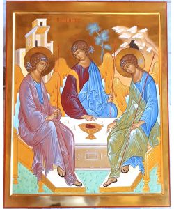 Holy Trinity icon, 63.5x80 cm, with cradle