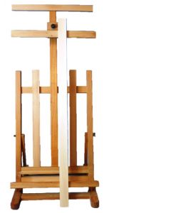 Easel, table-top, tiltable, with photo strip e mahlstick