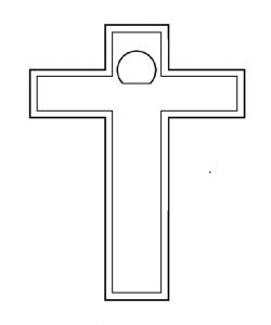 Einfaches Kreuz, geschnitzter brett, mit Halo, mit Keilen, roh