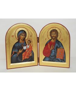 Miniatur-Diptychon, Muttergottes und Christus Pantokrator 10x14 cm geschlossen