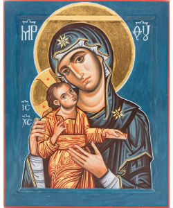 Mother of God with Child, Glikophilousa, 20x25 cm (blue)