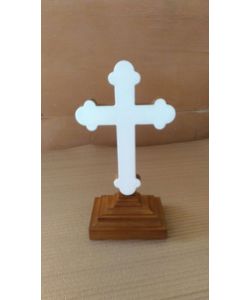 Croce d'altare, liscia, gesso, con piedistallo