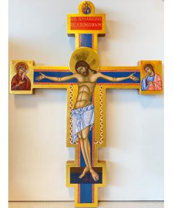 Crucifix model Giunta Pisano of Santa Maria degli Angeli, h. 58 cm painted