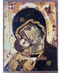 Impresión del icono Madre de Dios de la ternura de Vladimir, detalle
