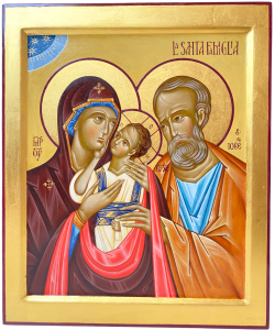 Painted icon, Holy Family 25x30 cm, with cradle