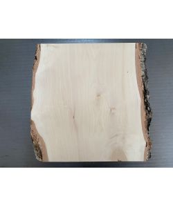 Pieza varias, en madera maciza de ABEDUL con biseles y corteza, ancho 27-30 cm, alto 30 cm