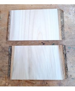 Unique piece in solid lime wood, with bark, for pyrography, 18x11 cm