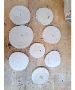 Pi�ce diverse en bois de bouleau massif avec �corce disque de 13-16 cm, pour pyrogravure
