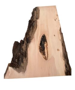 Pezzo unico in legno di Pero, con corteccia, larghezza 19-38 cm x altezza 64 cm