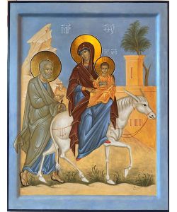 Icon of flight into Egypt Holy Family 35x45 cm