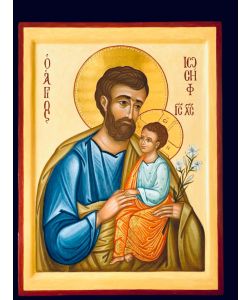 Icona di San Giuseppe e il bambino GesÃ¹ 24x32 cm