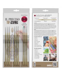 KIT 9 brushes IL PRECISO top graphic, series 605 Borciani Bonazzi