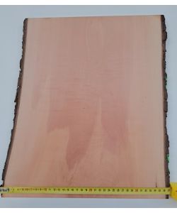 Pieza única en madera maciza de peral con corteza, para pirograbado, 37x42 cm