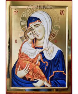 Icon, Mother of God of Tenderness Ave Maria Gratia Plena Dominus Tecum 25x35 cm