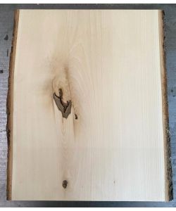 Pi�ce unique en bois de tilleul massif, avec �corce, pour pyrogravure, 33x40 cm avec n?ud