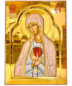 Icona, Madonna di Fatima su tavola mod. F 26x35,5 cm