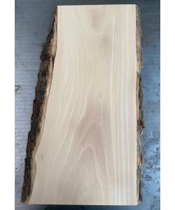 Unique piece in solid olive wood with chamfers and bark 20x44cm