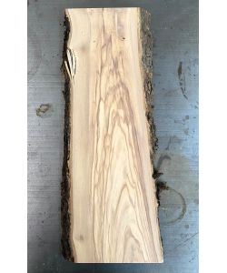 Unique piece in solid olive wood with chamfers and bark 12x40cm